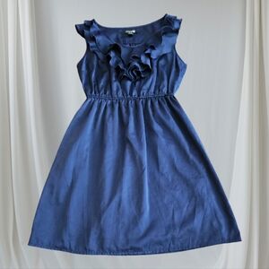 F21 - SM Navy Blue Sleeveless Ruffled Neckline Dress